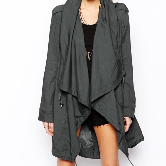 ASOS Jackets & Blazers - ASOS Festival Coat Drape Front Parka Jacket size 2